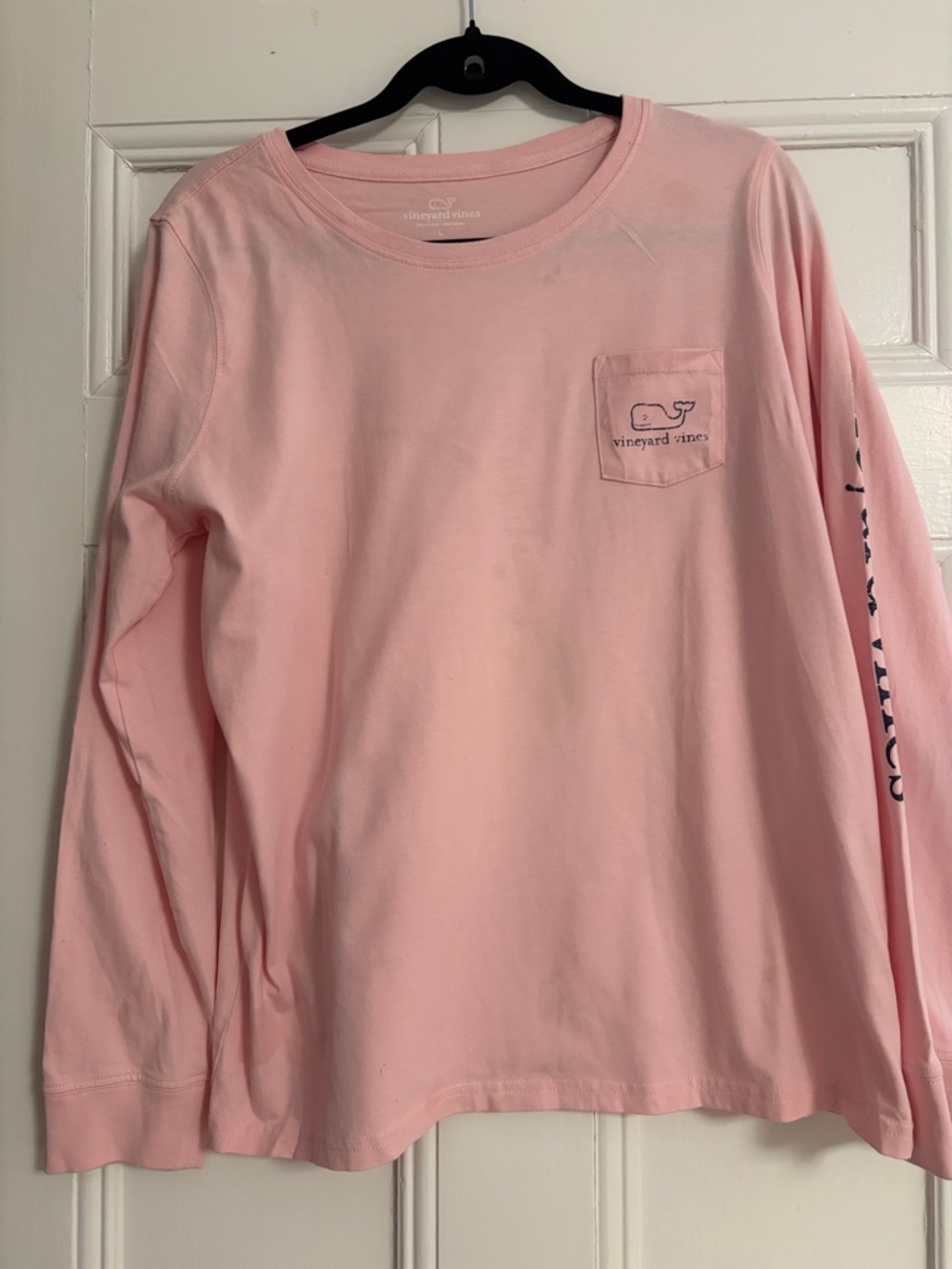 Vineyard Vines Kids Light Pink Long Sleeve Pocket Tee